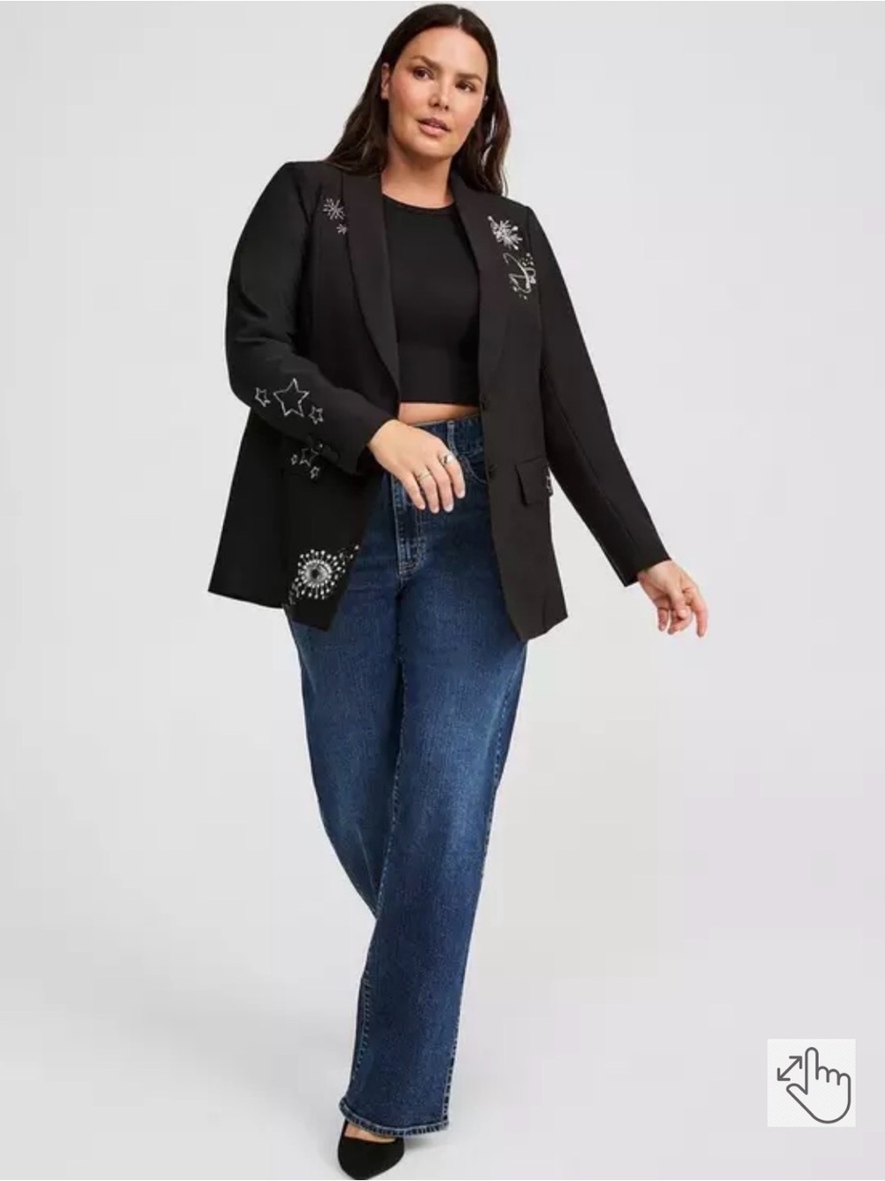 NWT torrid Black Embellished Star & Moon Blazer - Picture 4 of 8